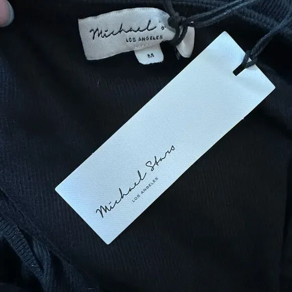 NWT Michael Stars Giulia Dress in Black. Size M Bodycon Summer Tank Dress - Picture 6 of 6